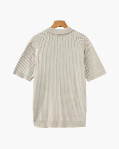 Heren Poloshirt met Fijnrib en Open Kraag voor Zomer
