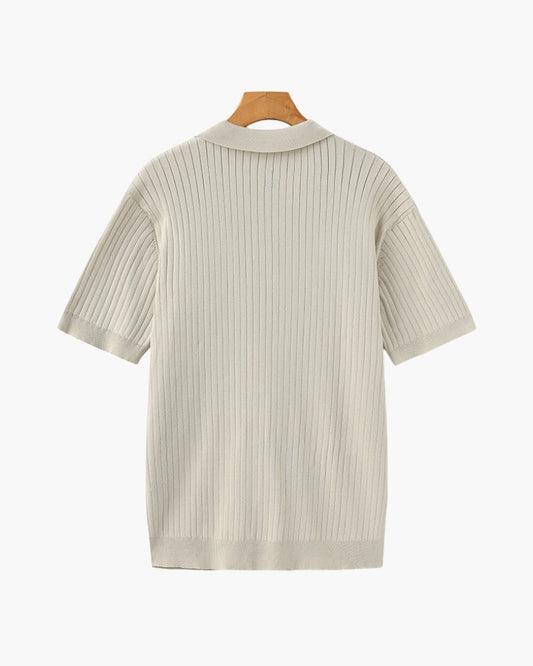 Heren Poloshirt met Fijnrib en Open Kraag voor Zomer
