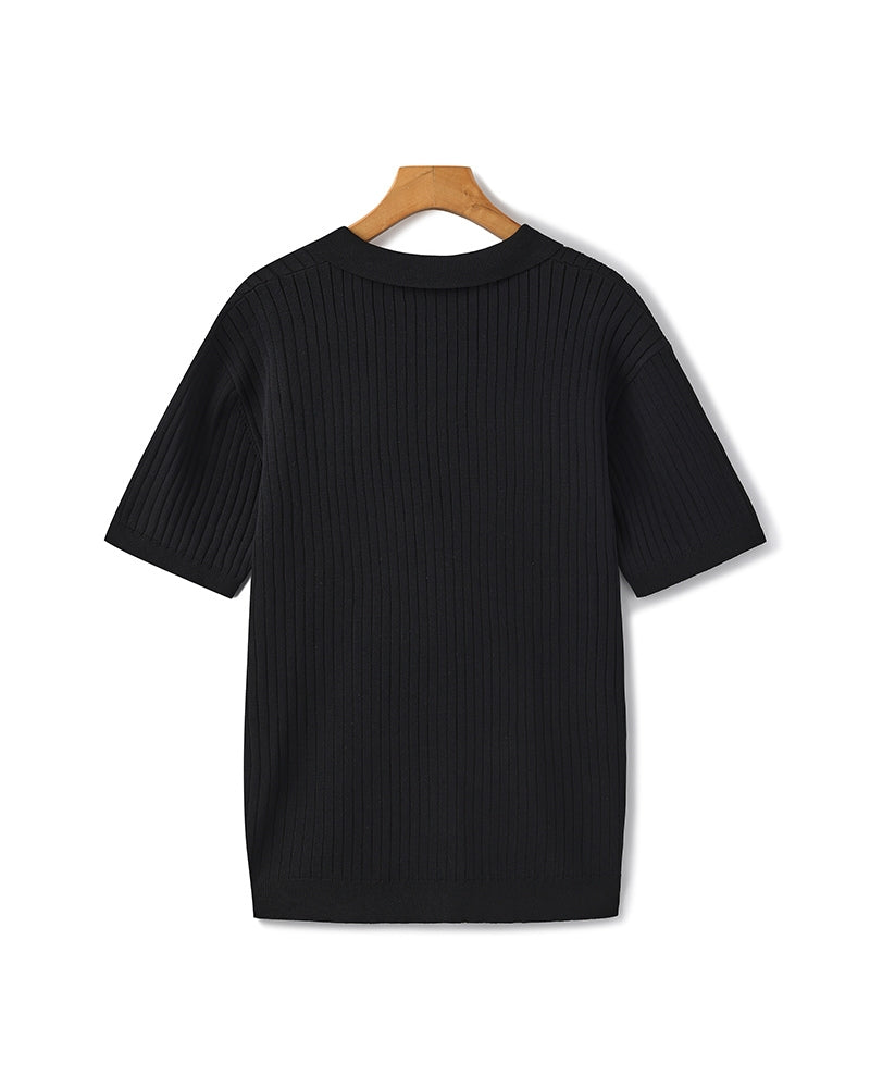 Heren Poloshirt met Fijnrib en Open Kraag voor Zomer