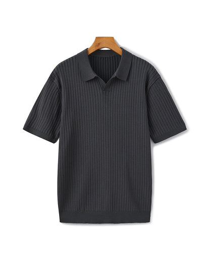 Heren Poloshirt met Fijnrib en Open Kraag voor Zomer