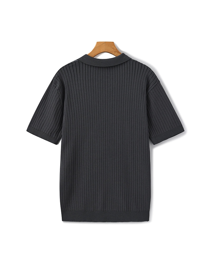 Heren Poloshirt met Fijnrib en Open Kraag voor Zomer