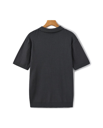 Heren Poloshirt met Fijnrib en Open Kraag voor Zomer