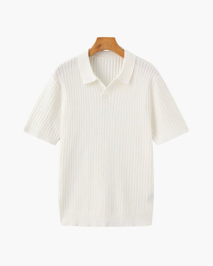 Heren Poloshirt met Fijnrib en Open Kraag voor Zomer