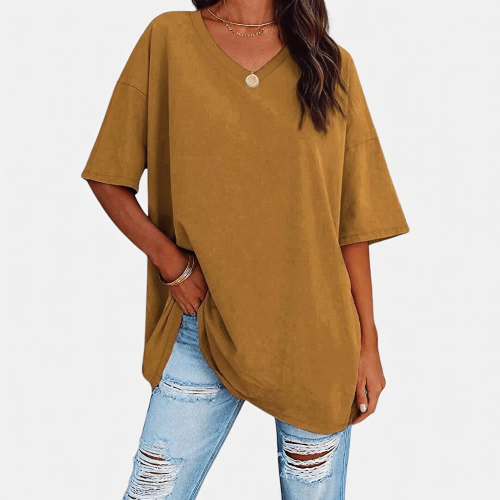 Evelien Top – Comfortabele Katoenen Dames Top met V-hals
