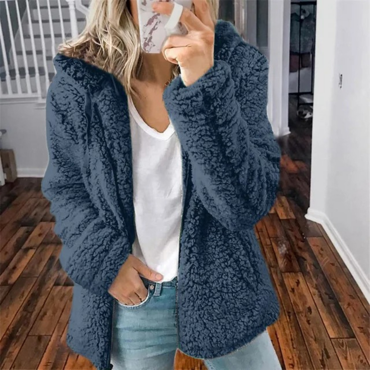 Dames Teddy Vest met Kap voor Vrije Tijd en Binnengebruik