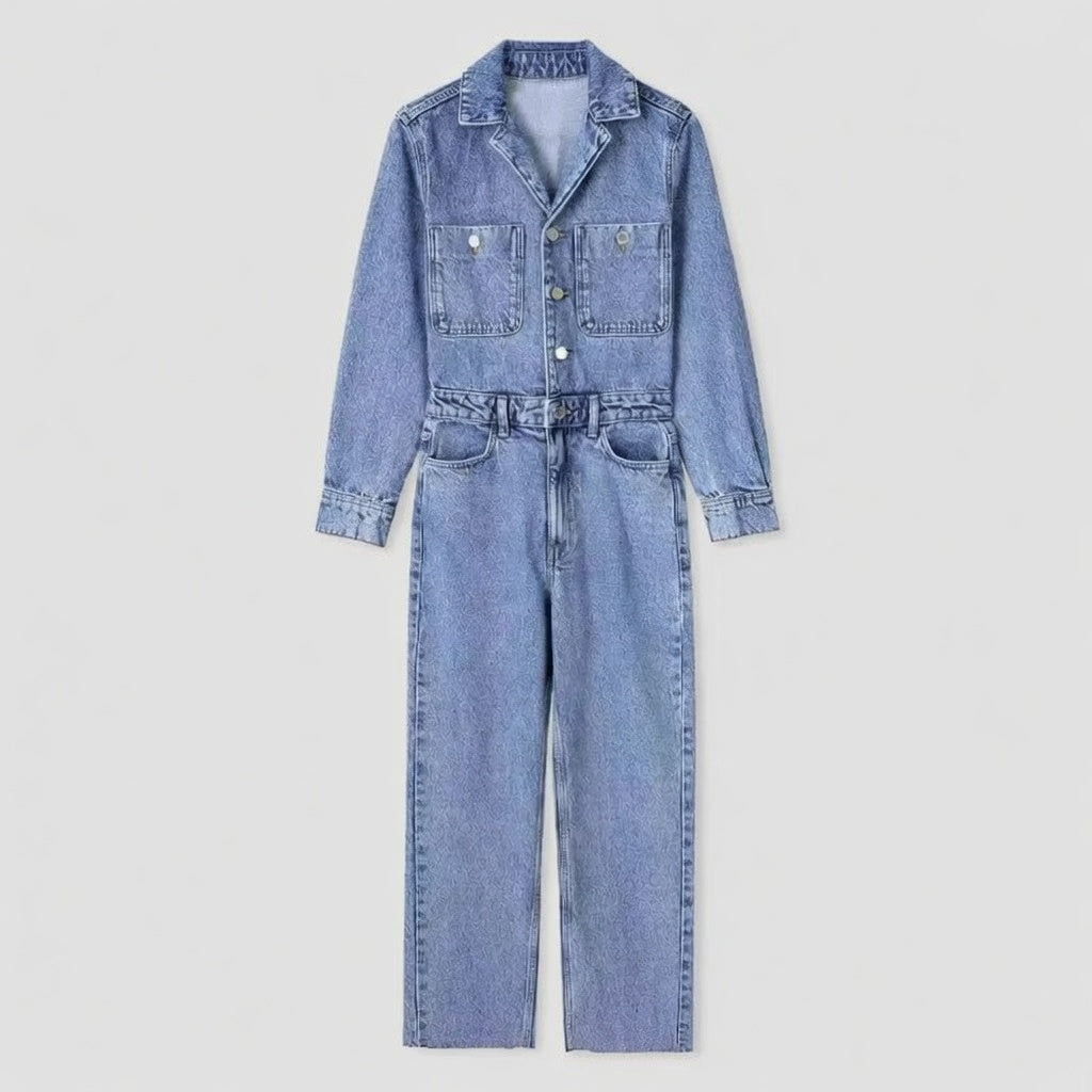 Novira denim jumpsuit dames casual stretch met knoopsluiting