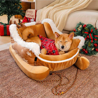 Kerst Hondenbed in Sledevorm met Antislipbodem, S, M en L