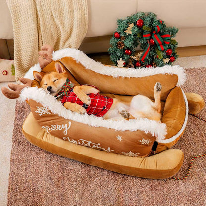 Kerst Hondenbed in Sledevorm met Antislipbodem, S, M en L