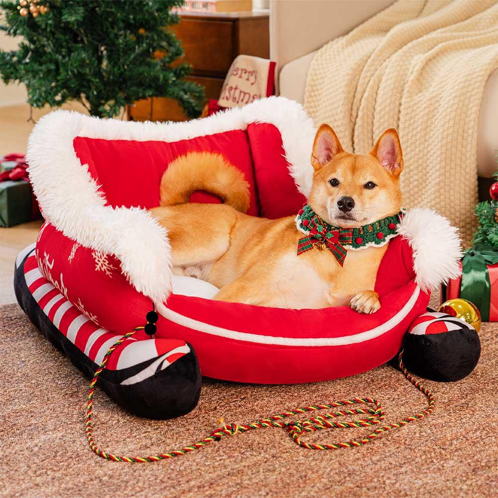 Kerst Hondenbed in Sledevorm met Antislipbodem, S, M en L