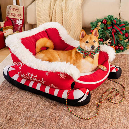 Kerst Hondenbed in Sledevorm met Antislipbodem, S, M en L