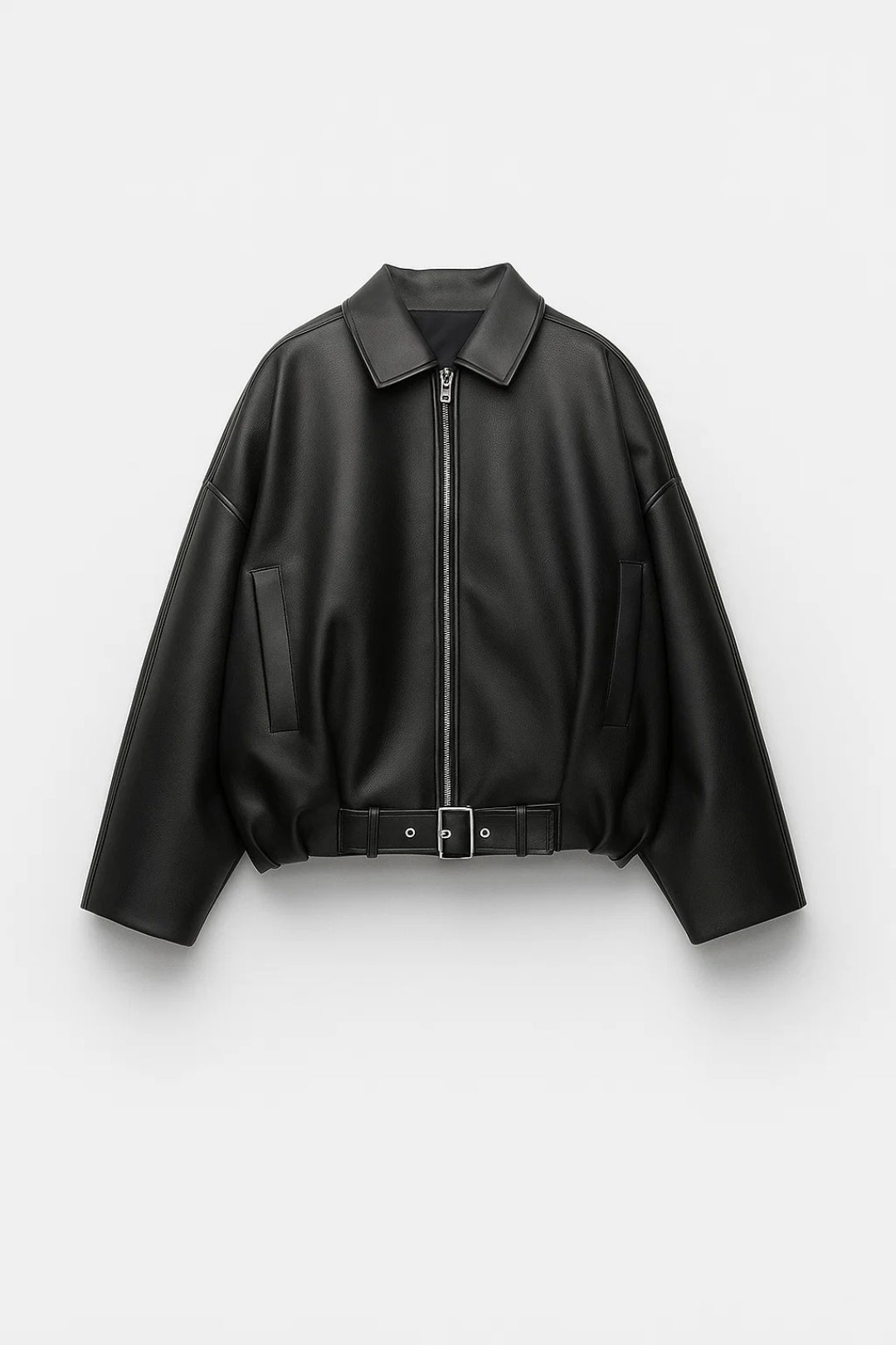 Dames Oversized Bikerjack Stoere Look – Ritssluiting en Kraag