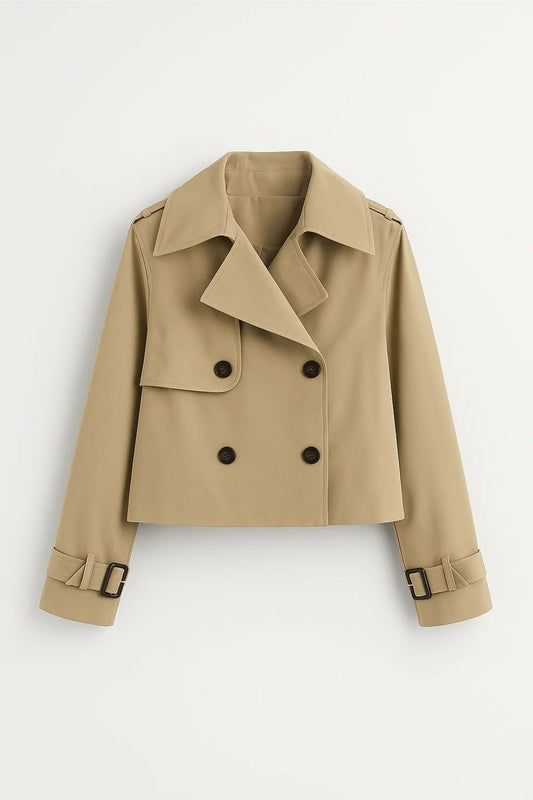 Sofie | Cropped Trenchcoat Dames met Dubbele Knoopsluiting