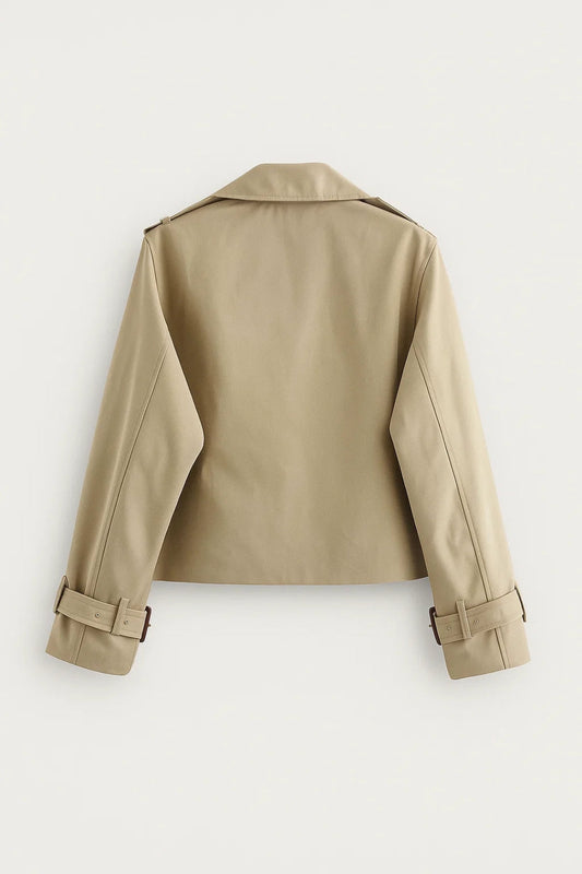 Sofie | Cropped Trenchcoat Dames met Dubbele Knoopsluiting