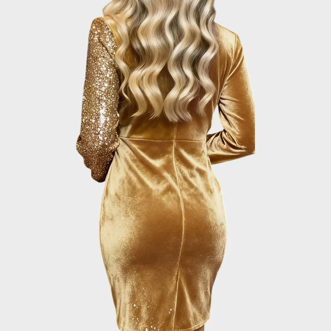 Kerstjurk met Pailletten en Velours – Glanzende Wikkeljurk Dames