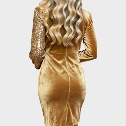 Kerstjurk met Pailletten en Velours – Glanzende Wikkeljurk Dames