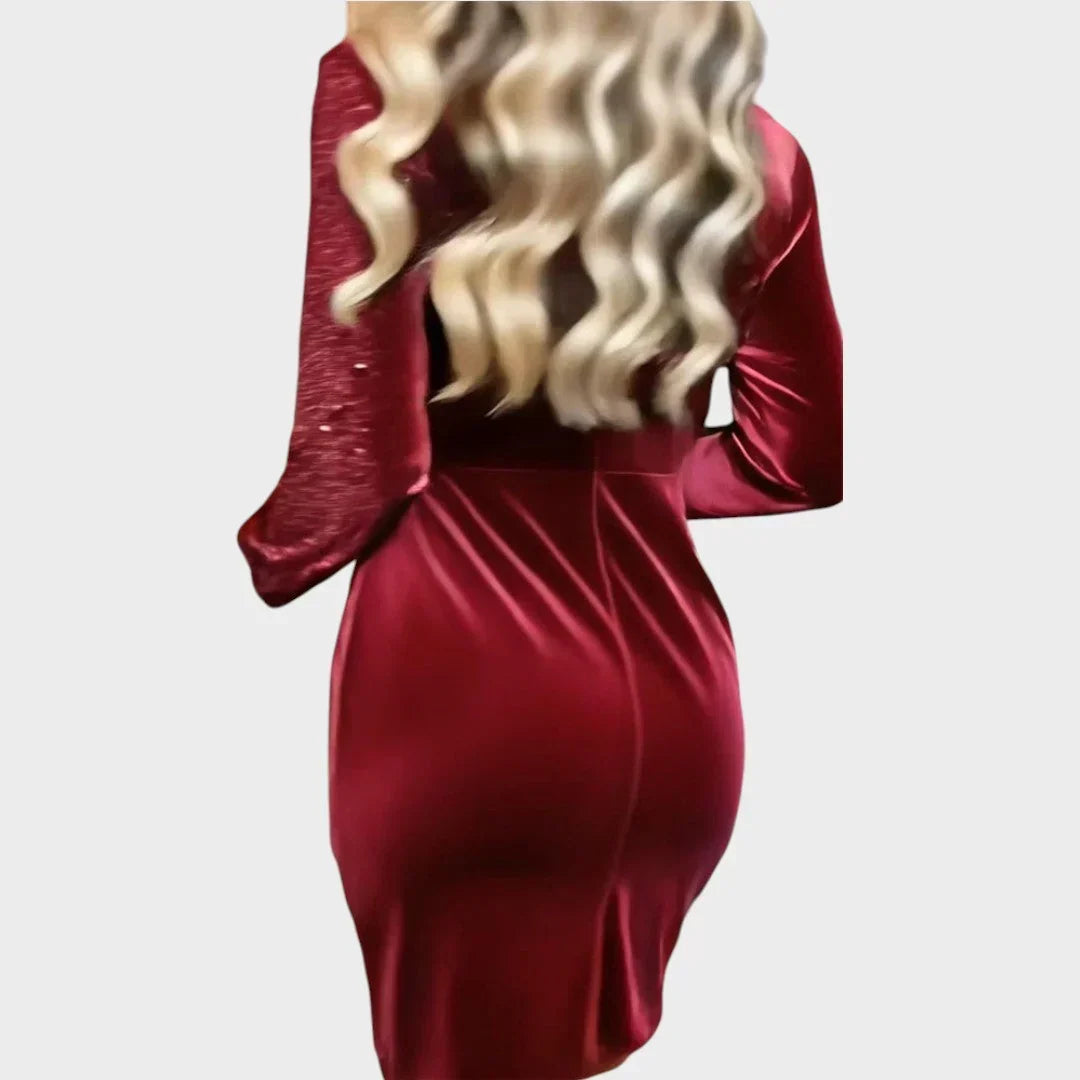 Kerstjurk met Pailletten en Velours – Glanzende Wikkeljurk Dames