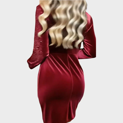 Kerstjurk met Pailletten en Velours – Glanzende Wikkeljurk Dames