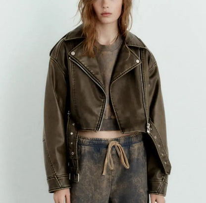 Romy Dames Bikerjack – Kort Oversized Jack met Tailleband
