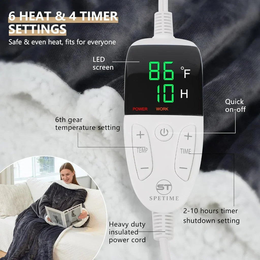 Verwarmde schouderdeken Solvéra – elektrische warmtedeken met instelbare warmte