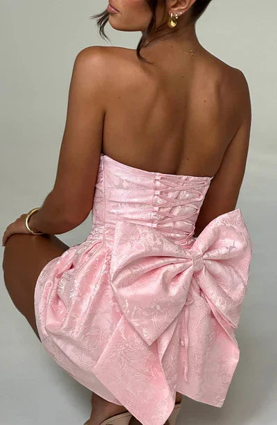 Juliette Dames Strapless Cocktailjurk met Strik – Mini