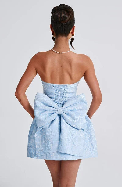 Juliette Dames Strapless Cocktailjurk met Strik – Mini