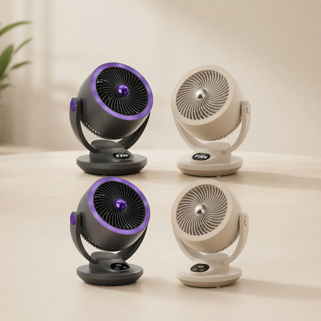 WindSfeer Compacte Tafelventilator Stil USB of Netvoeding 360° Luchtcirculatie