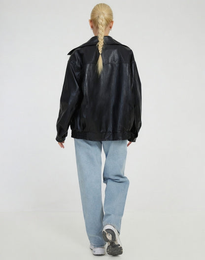 Oversized Kunstleren Damesjas Casual Warm Herfst Winter