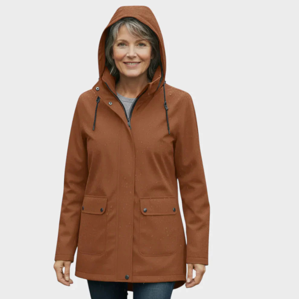 Elara Dames Regenjas – Elegante Jas met Verstelbare Taille