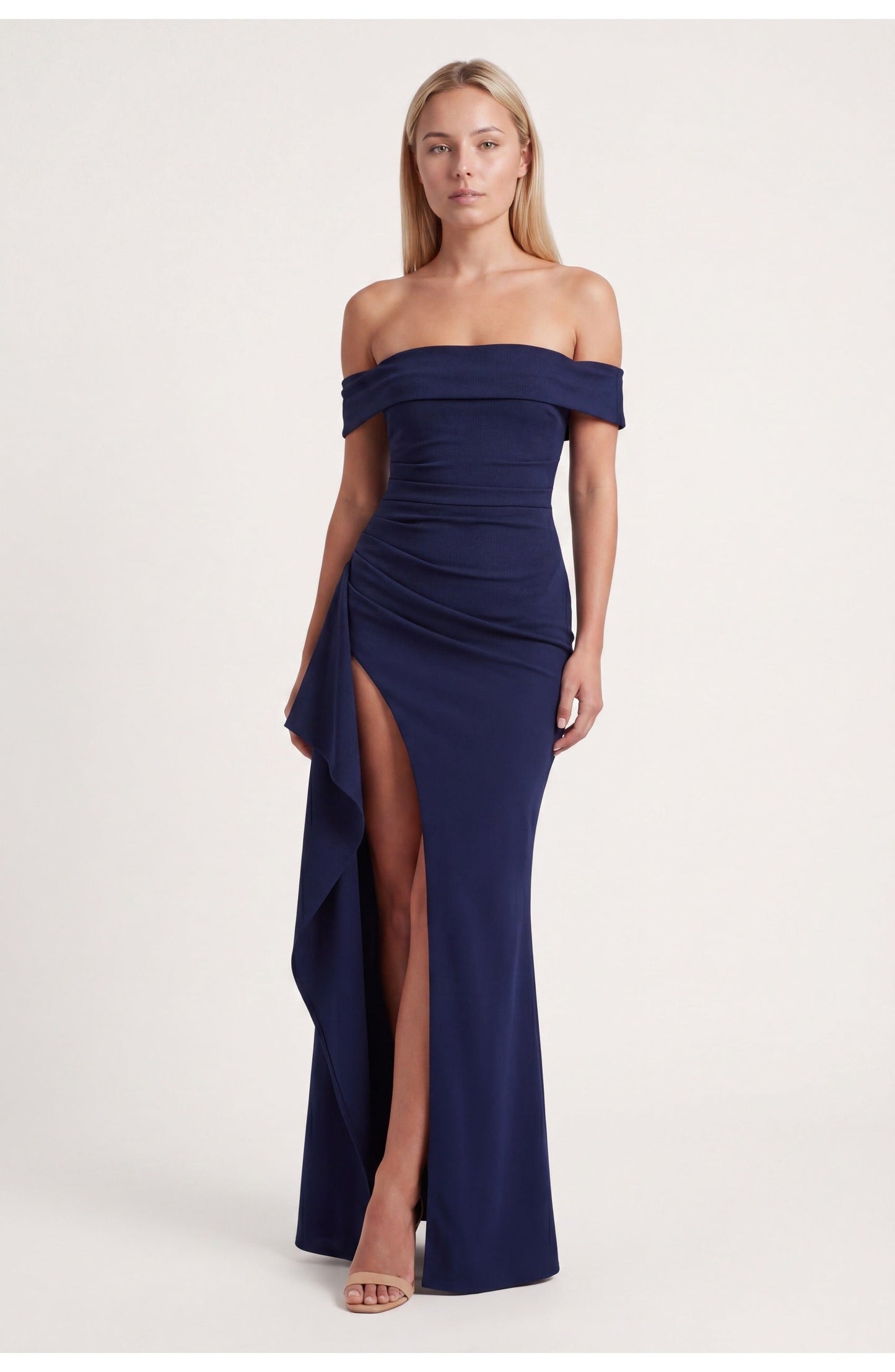 Noordzeegloed Split Elegance Off-Shoulder Maxi Jurk met Split