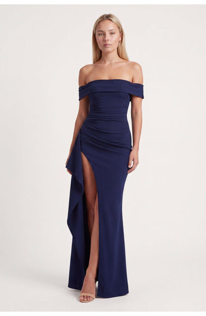 Noordzeegloed Split Elegance Off-Shoulder Maxi Jurk met Split