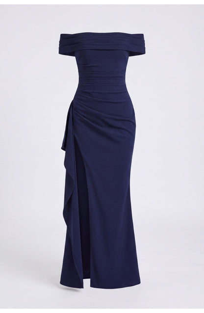 Noordzeegloed Split Elegance Off-Shoulder Maxi Jurk met Split