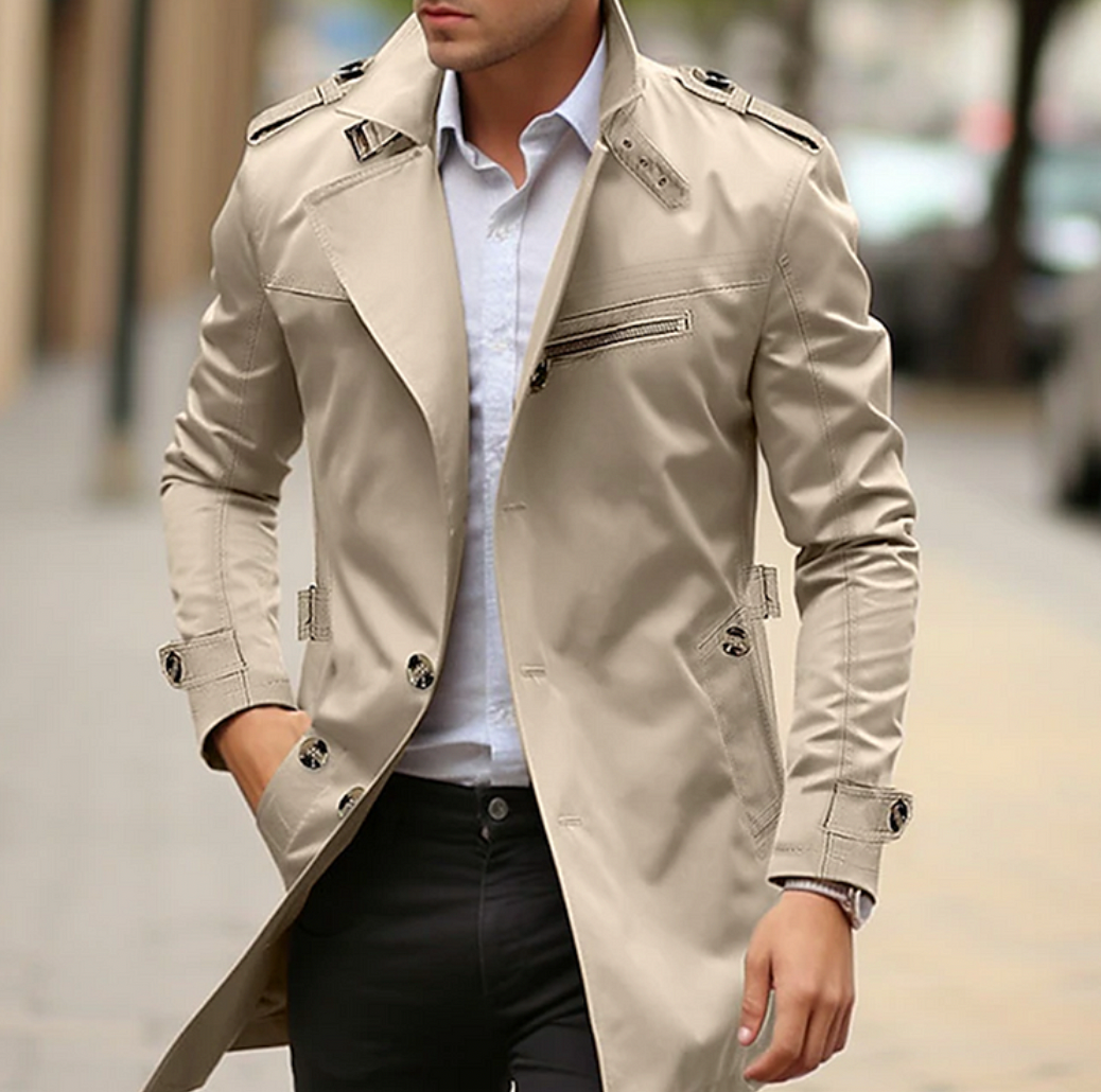 Victor Heren Lange Trenchcoat Klassiek met Dubbele Knopen