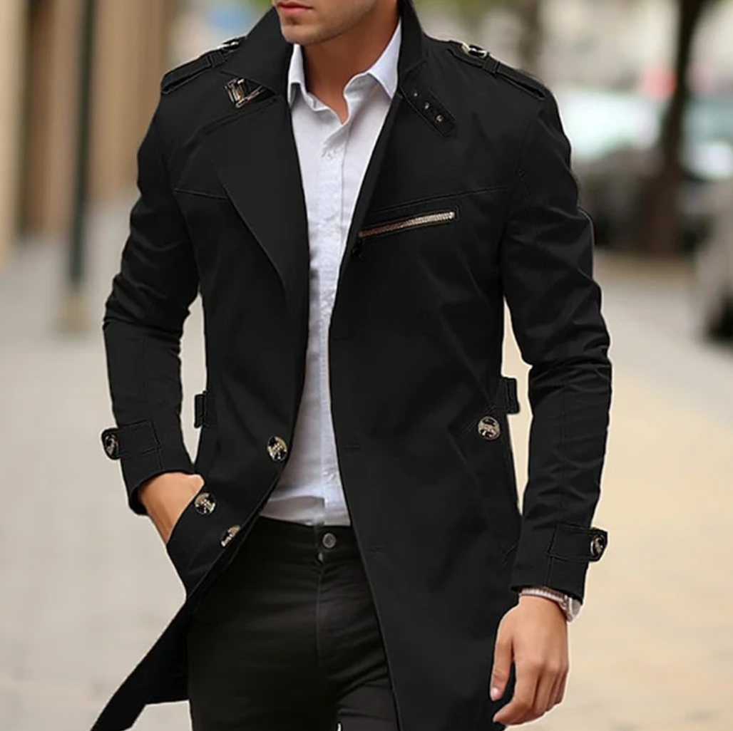 Victor Heren Lange Trenchcoat Klassiek met Dubbele Knopen