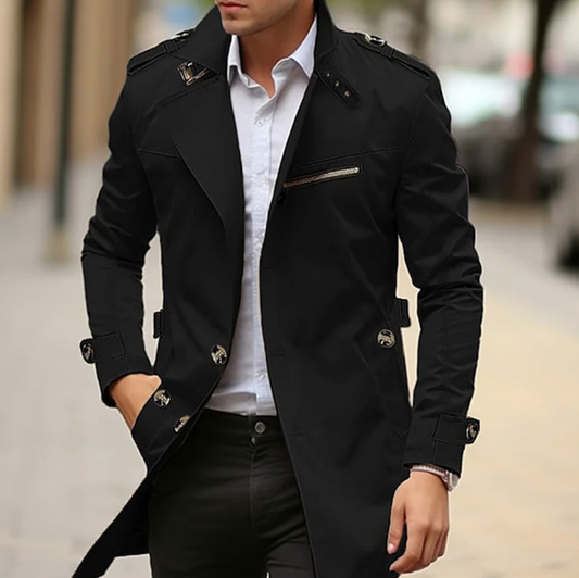 Victor Heren Lange Trenchcoat Klassiek met Dubbele Knopen