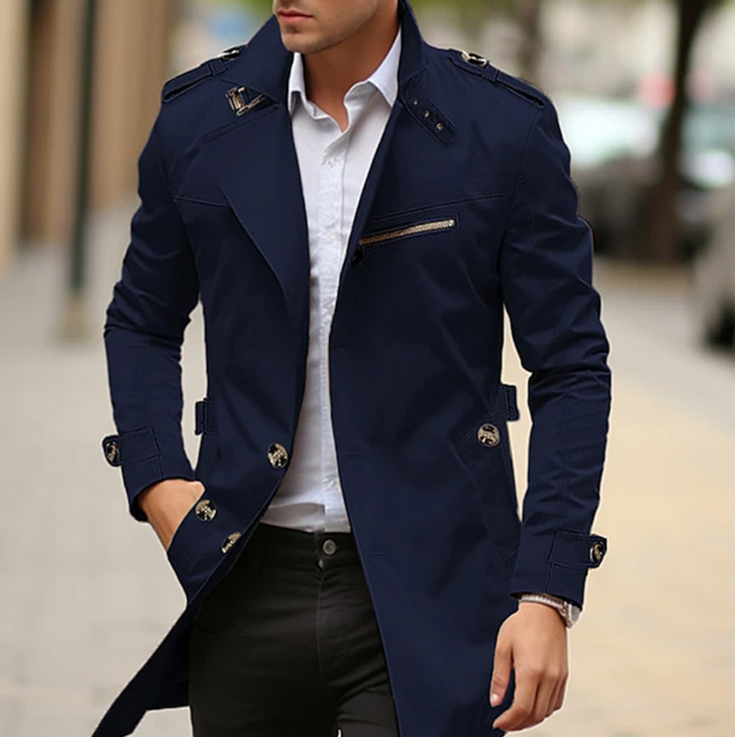 Victor Heren Lange Trenchcoat Klassiek met Dubbele Knopen
