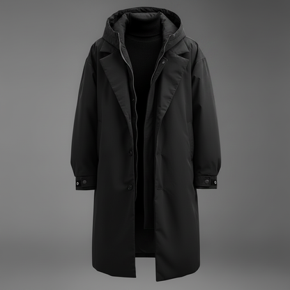 Waterdichte heren trenchcoat met capuchon, lange regenjas voor stad en reis