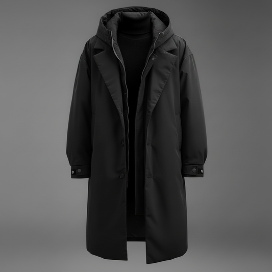 Waterdichte heren trenchcoat met capuchon, lange regenjas voor stad en reis