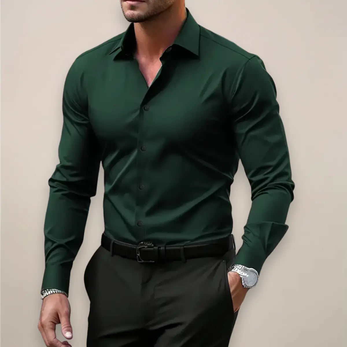 Moderne heren slim fit overhemd Luvano met stretch comfort