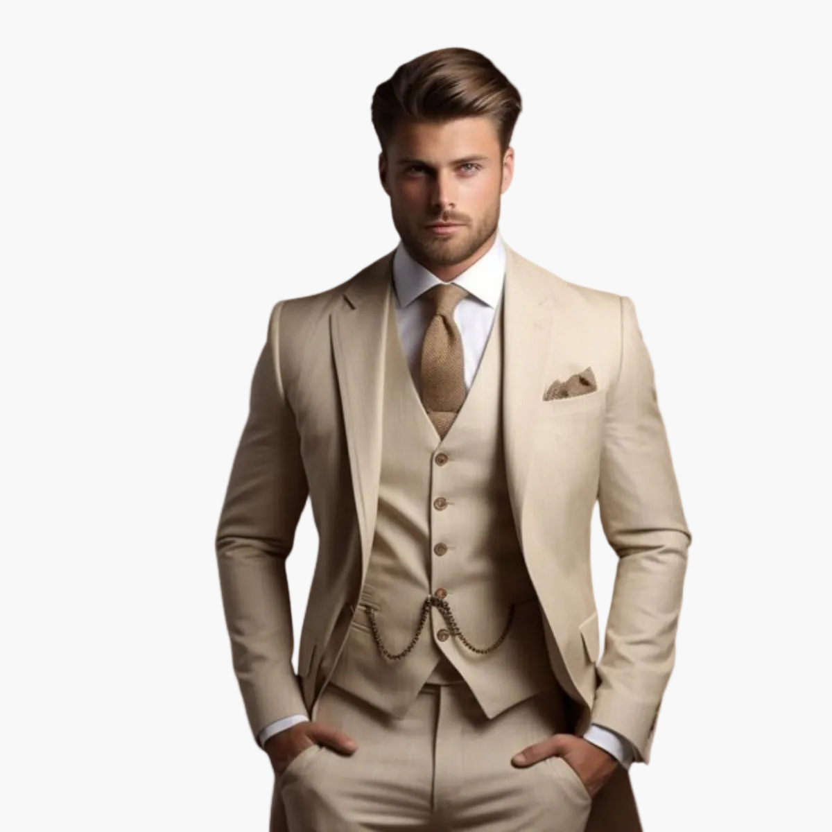 Heren Klassiek Drie-delig Kostuum voor Bruiloft en Feest – Slim Fit, Elegante Stijl