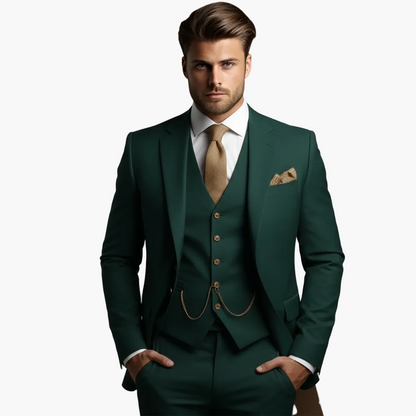 Heren Klassiek Drie-delig Kostuum voor Bruiloft en Feest – Slim Fit, Elegante Stijl