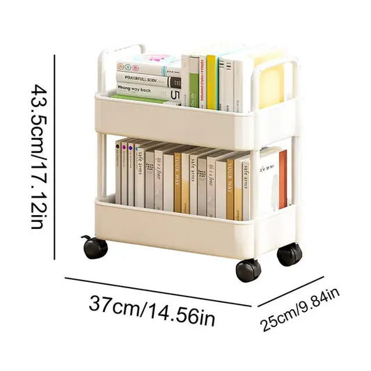 BoekRol Trolley – Verrijdbare Boekenkast met 2 Verdiepingen