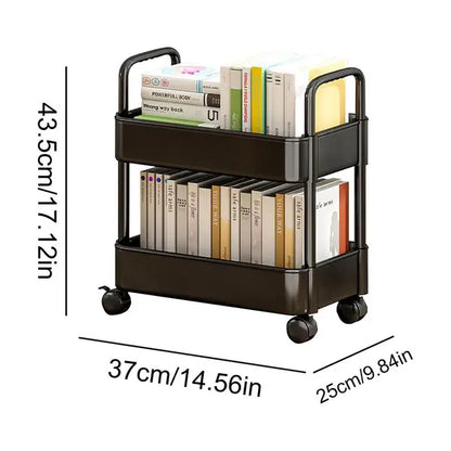 BoekRol Trolley – Verrijdbare Boekenkast met 2 Verdiepingen