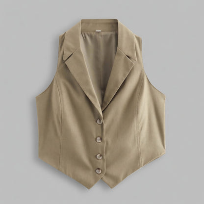 Veloria dames gilet met knoopsluiting elegant licht getailleerd