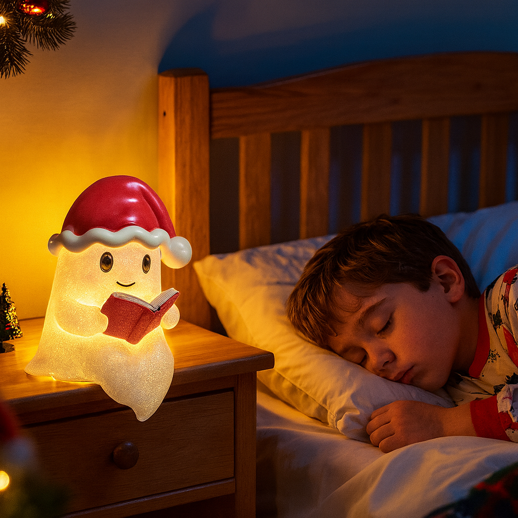 Kerst Lichtfiguur Spookje 15 cm – LED Kerstdecoratie met Muts