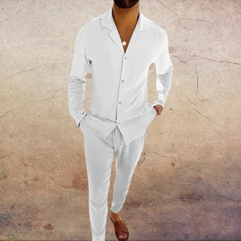 Noorderlicht Vintage Heren Set – Luxe 2-delige Zomeroutfit met Comfort