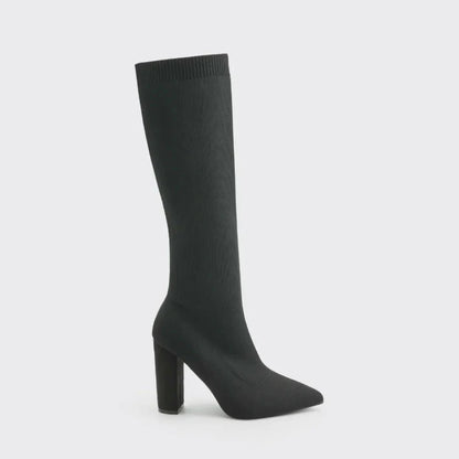 Dames kniehoge laarzen Lotte met blokhak van 8 cm