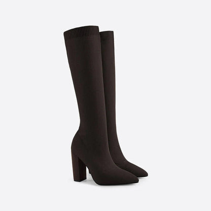 Dames kniehoge laarzen Lotte met blokhak van 8 cm