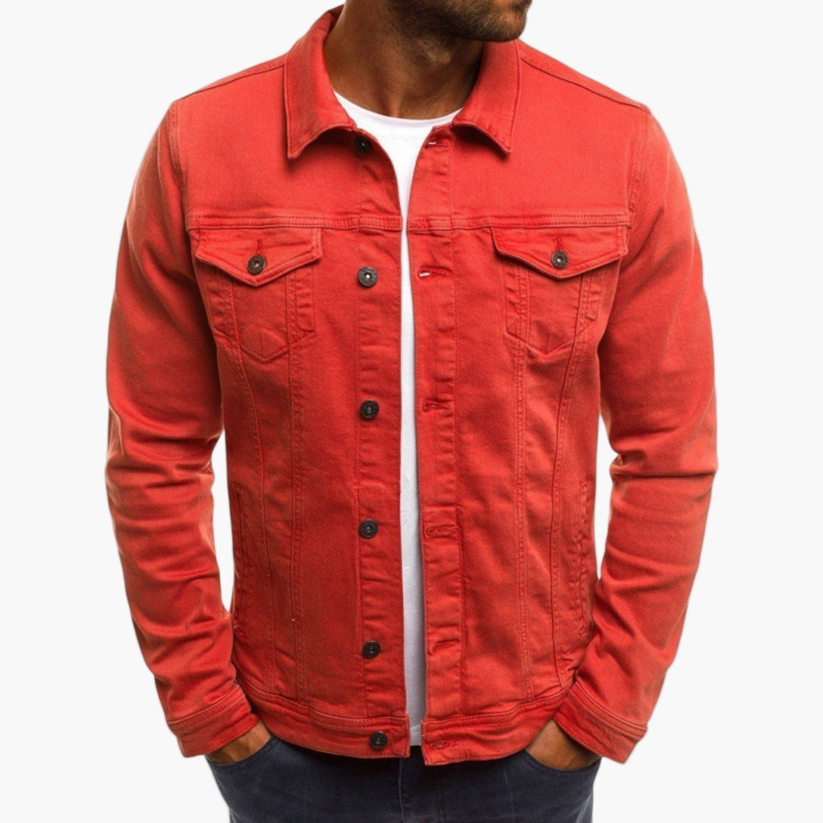 Herenjack in denimstijl – Slim fit en veelzijdige dagelijkse jas voor werk en vrije tijd