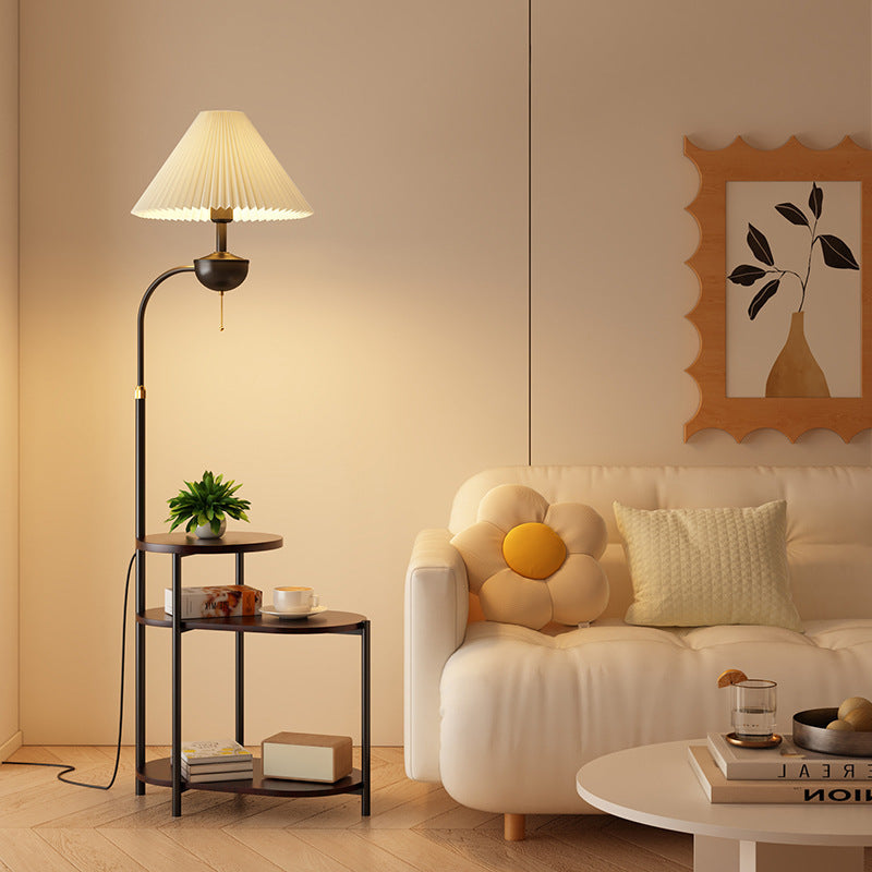 Lunetta – Moderne vloerlamp met bijzettafel en plissé kap