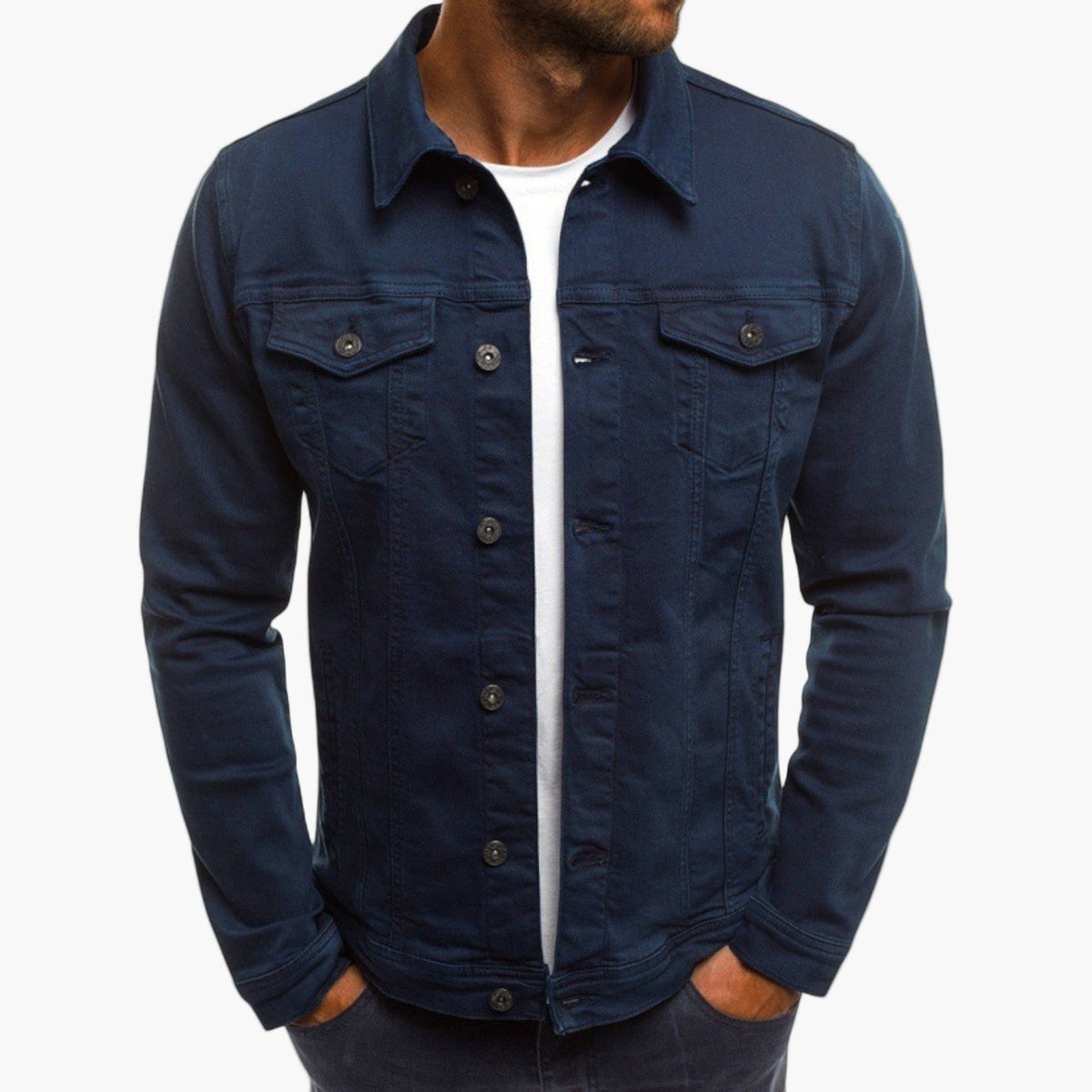 Herenjack in denimstijl – Slim fit en veelzijdige dagelijkse jas voor werk en vrije tijd